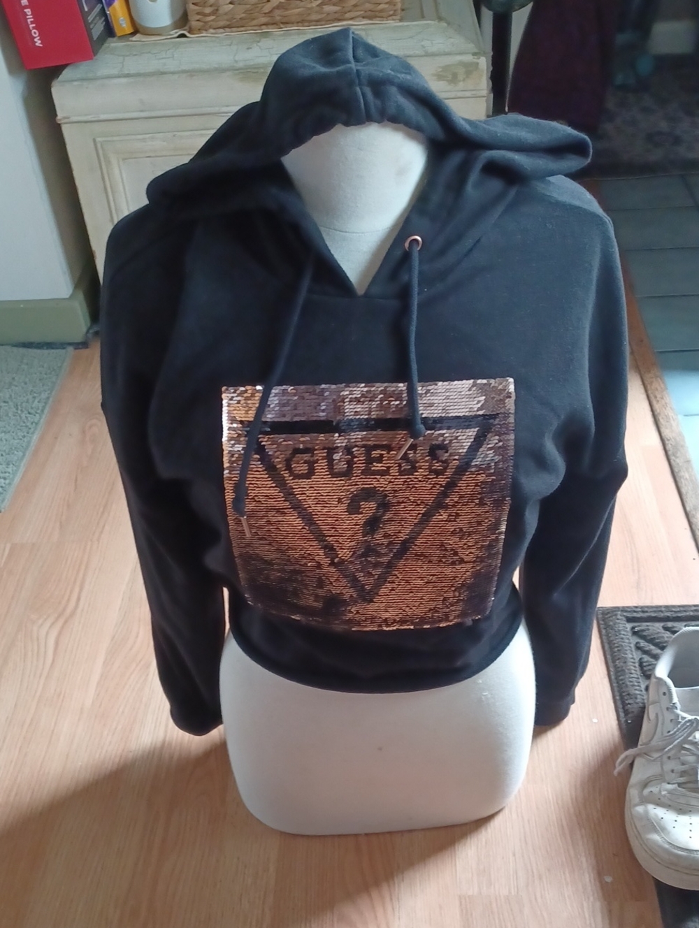 Guess Hooded Reversible Sequence Cropped Sweatshirt